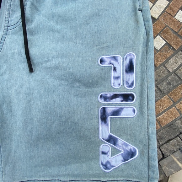 FILA SPORT Denim Drawstring Knee-Length Shorts - Picture 2 of 6